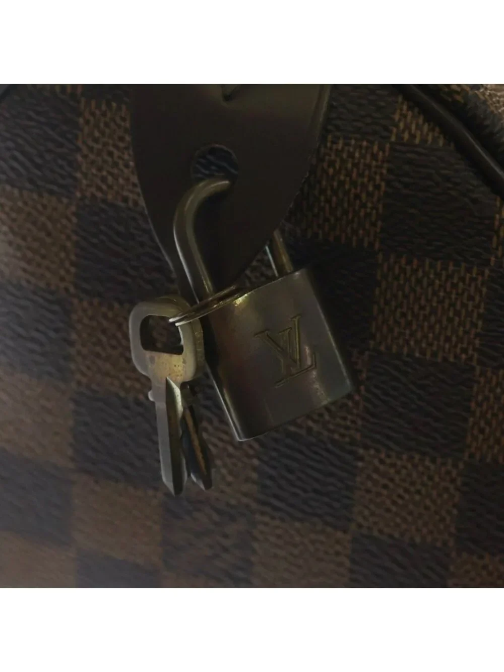 Louis Vuitton Damier Speedy 25 Boston Bag Brown Leather Gold